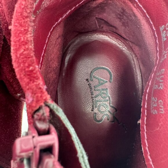 Carlos Womens Burgundy Sued Leather Bow Accent  Zip Stiletto Booties Size 6.5 - Picture 4 of 8